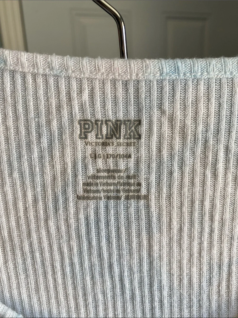 PINK Victoria's Secret Light Blue Tie-Dye Ribbed Pajama Set